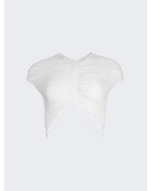 Mugler | Women | Mesh Crop Top | Warm White