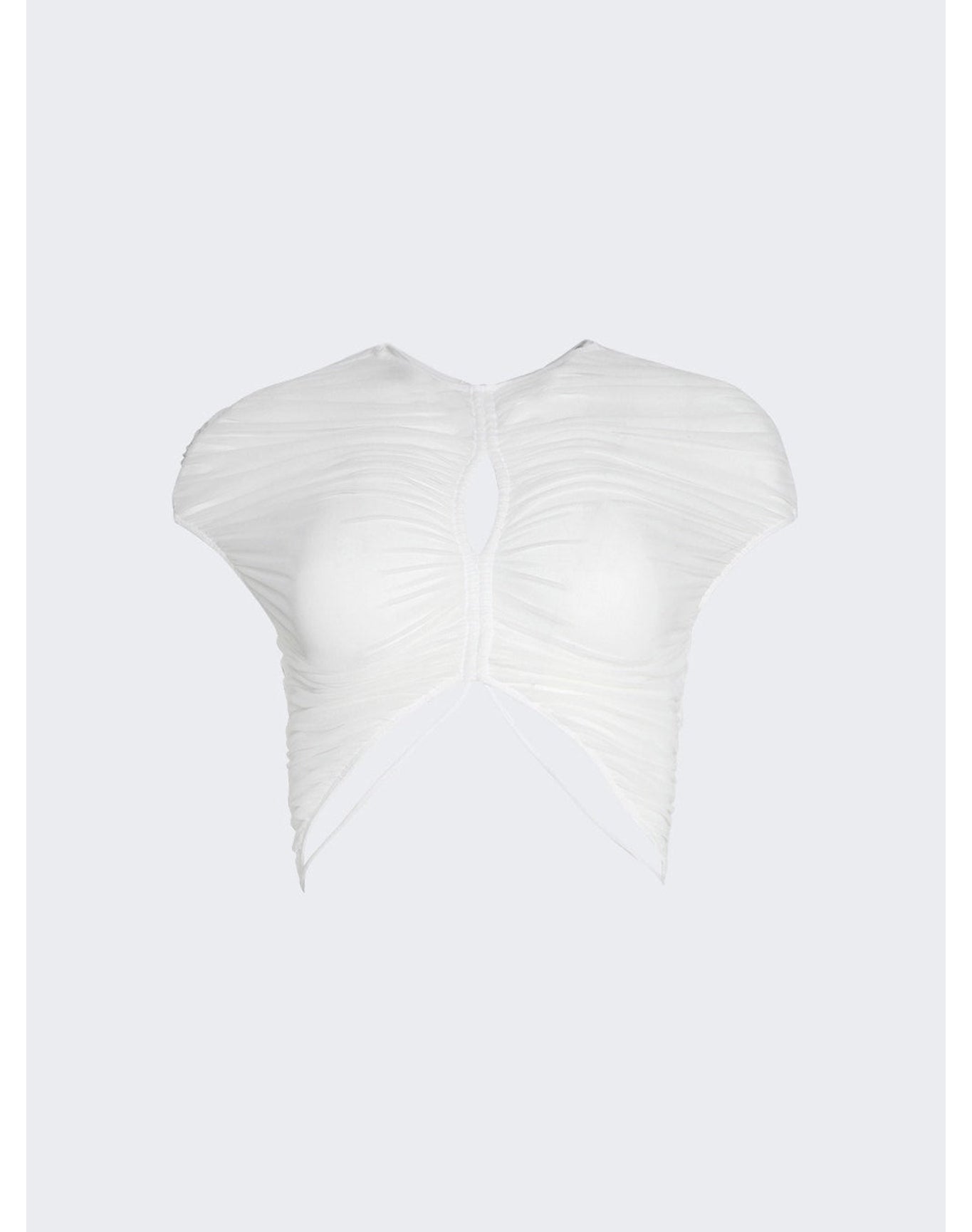 Mugler | Women | Mesh Crop Top | Warm White