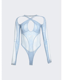 Mugler | Women | Multi Layer Bodysuit | Silver Blue