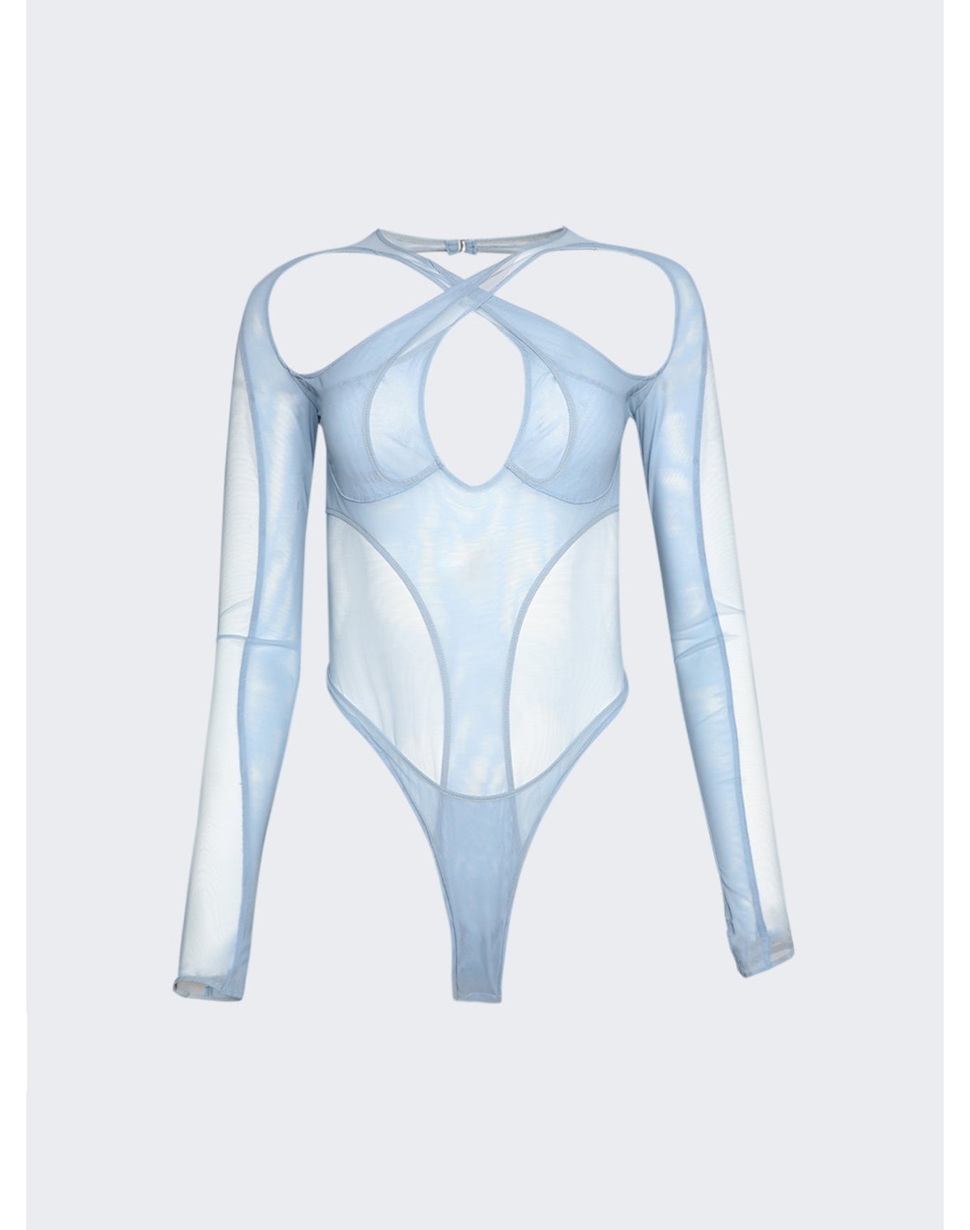 Mugler | Women | Multi Layer Bodysuit | Silver Blue