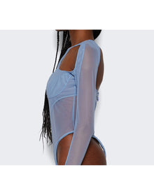 Mugler | Women | Multi Layer Bodysuit | Silver Blue