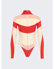 Mugler | Women | Off Shoulder Panel Bodysuit | Multicolor