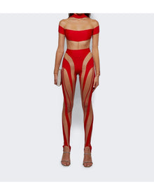 Mugler | Women | Off Shoulder Panel Bodysuit | Multicolor