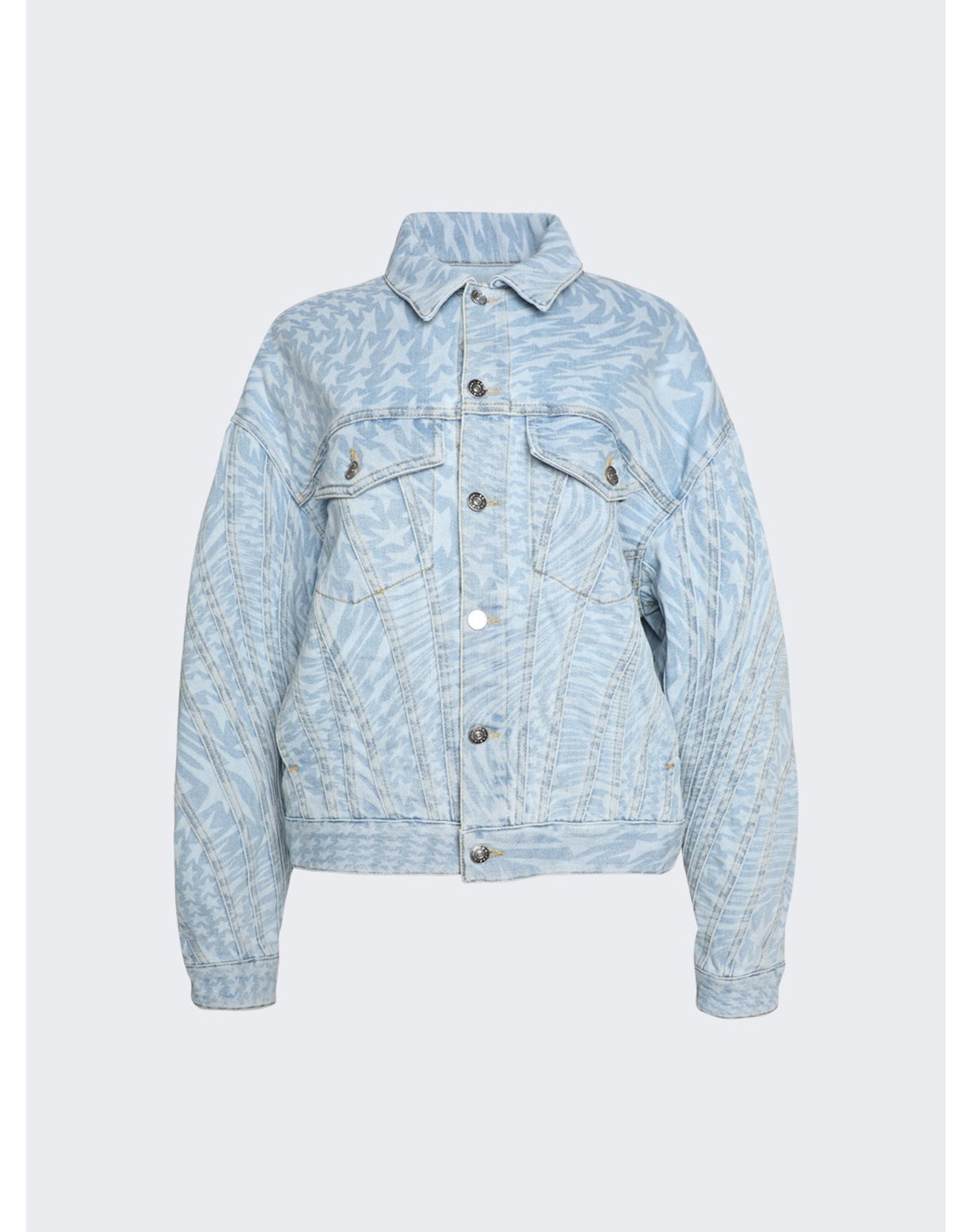 Mugler | Women | Oversized Denim Jacket | Laser Printed