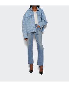 Mugler | Women | Oversized Denim Jacket | Laser Printed