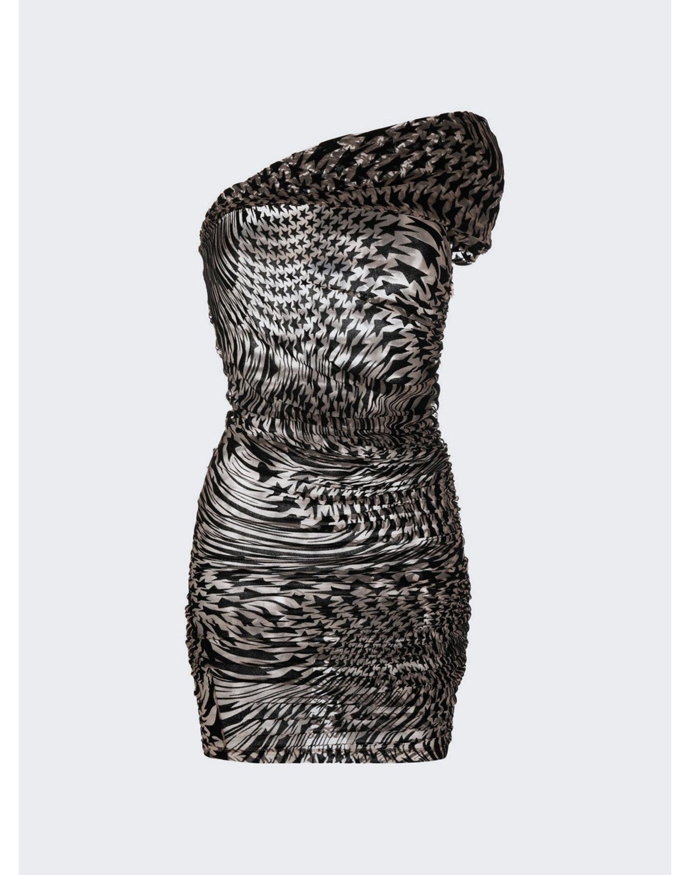 Mugler | Women | Printed Mesh Mini Dress | Nude