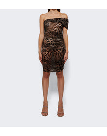 Mugler | Women | Printed Mesh Mini Dress | Nude