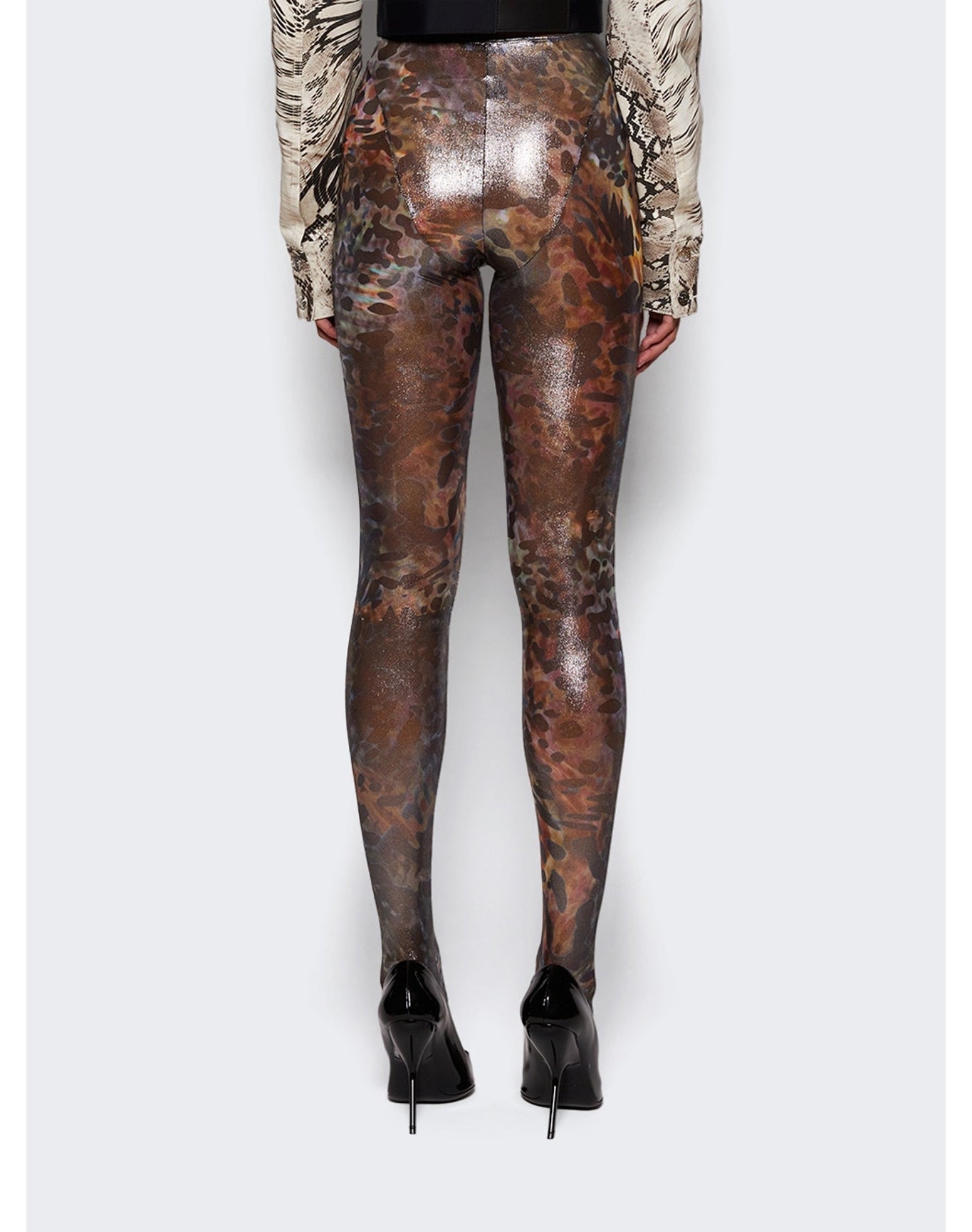 Mugler | Women | Printed Mesh Tights | Octopus x Silver