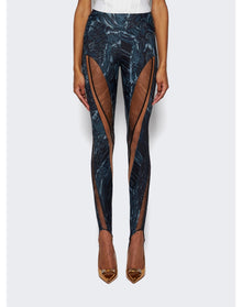 Mugler | Women | Printed Spiral Leggings | Warped Snake Black x Nude