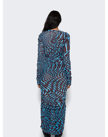 Mugler | Women | Printed Star Mesh Dress | Cherry x Turquoise