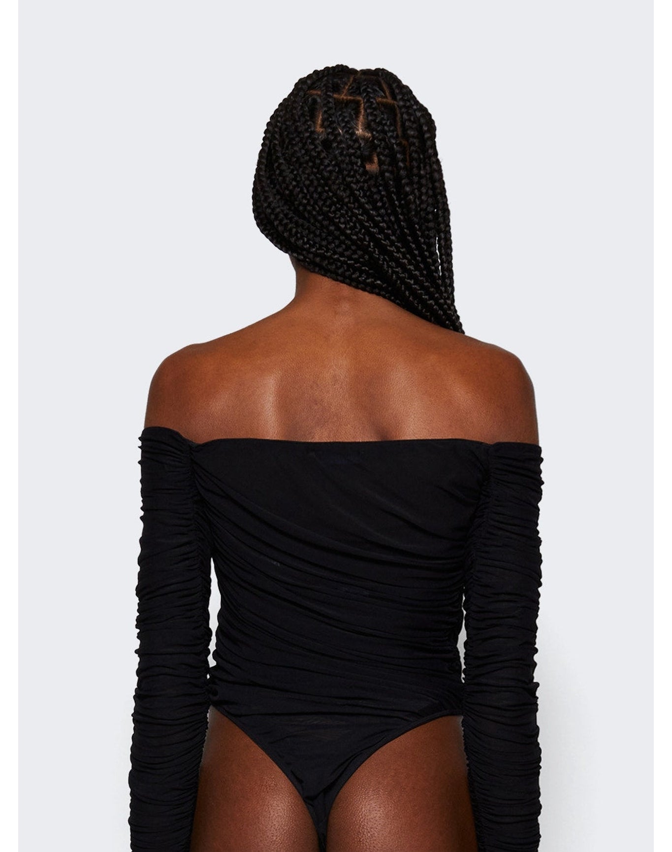 Mugler | Women | Ruched Mesh Bodysuit | Black