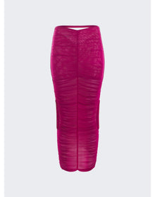 Mugler | Women | Ruched Mesh Skirt | Magenta