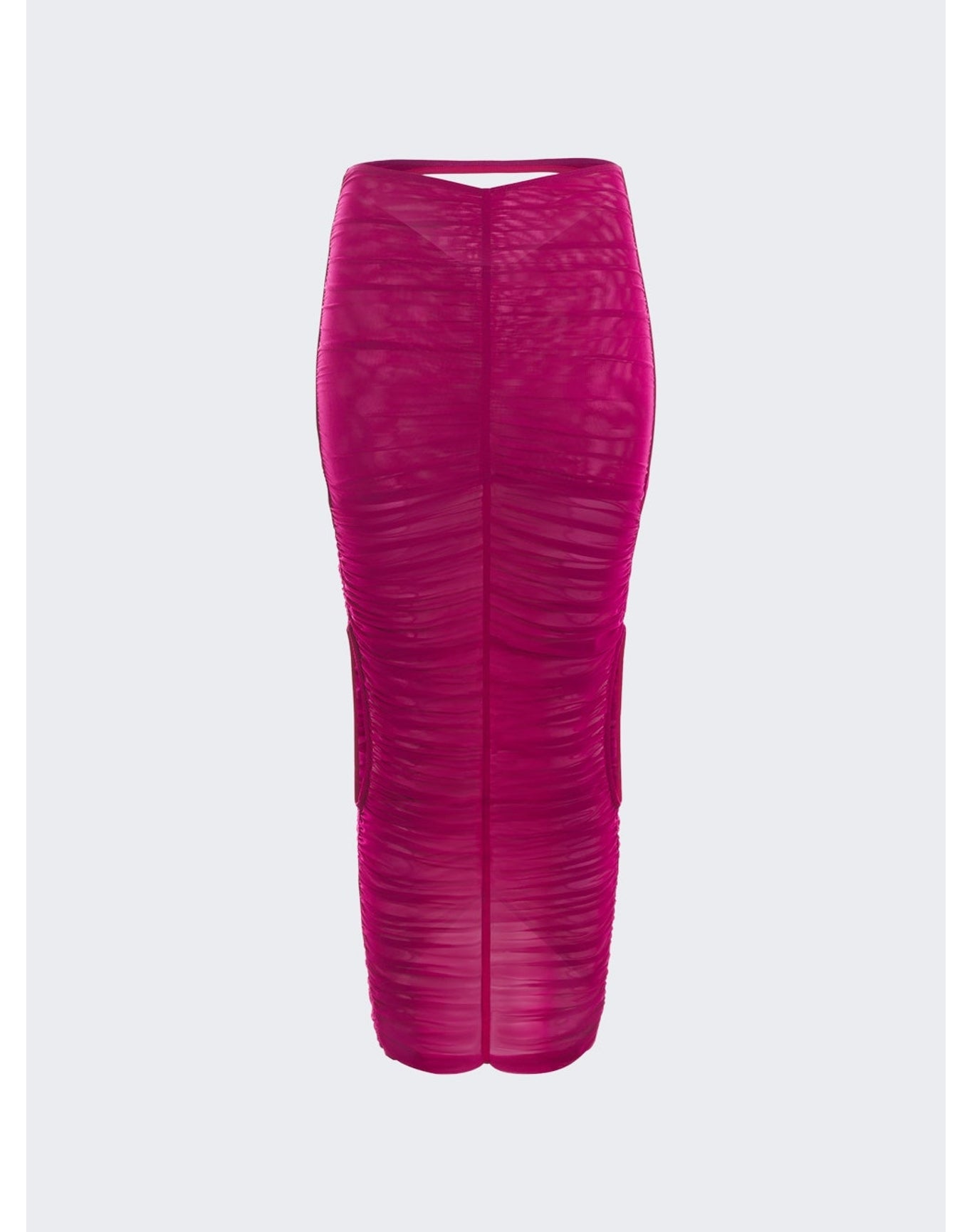 Mugler | Women | Ruched Mesh Skirt | Magenta