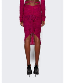 Mugler | Women | Ruched Mesh Skirt | Magenta