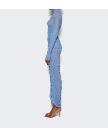 Mugler | Women | Ruched Midi Dress | Blue