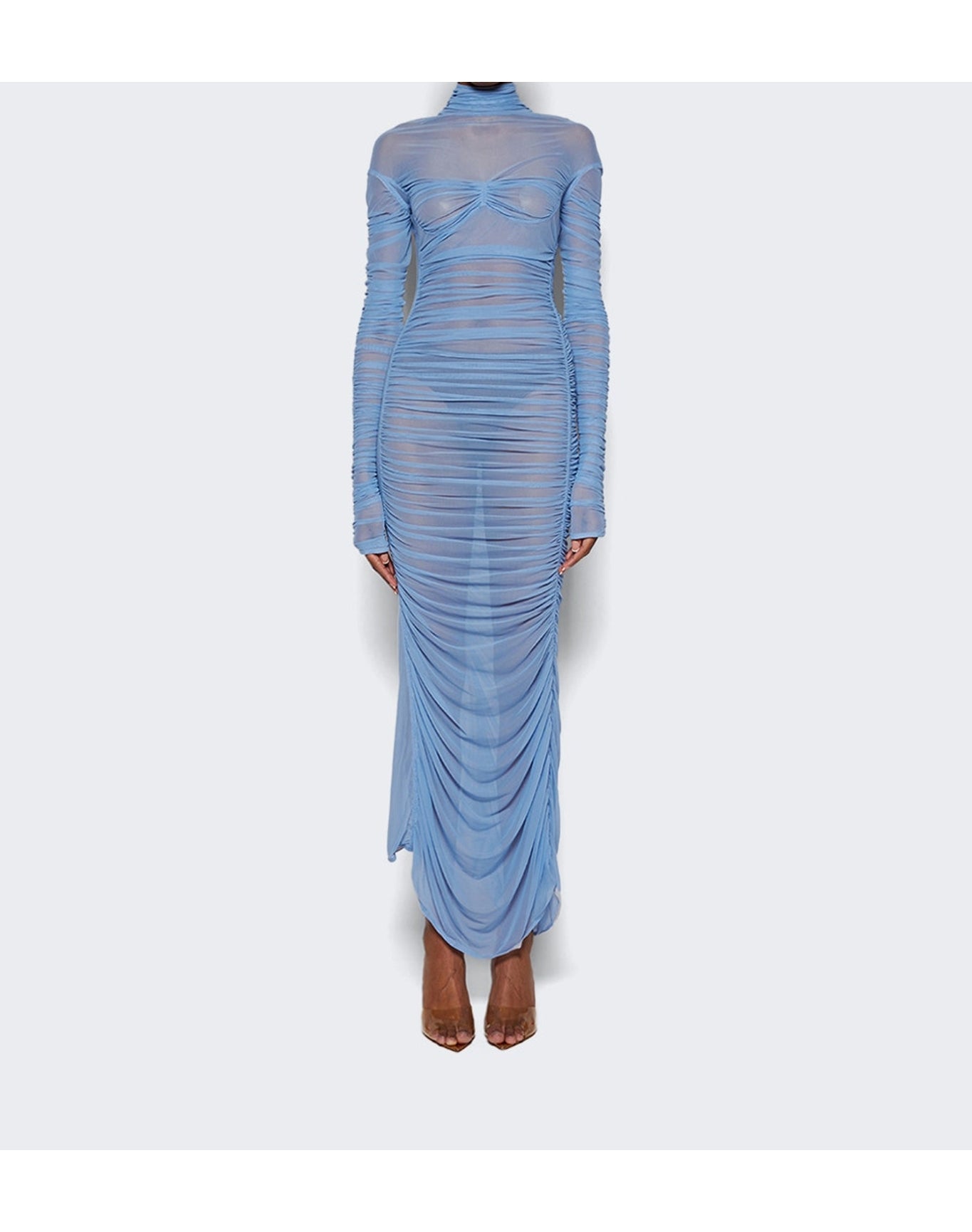 Mugler | Women | Ruched Midi Dress | Blue