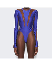 Mugler | Women | Sheer Panel Bodysuit | Ultraviolet x Nude 02