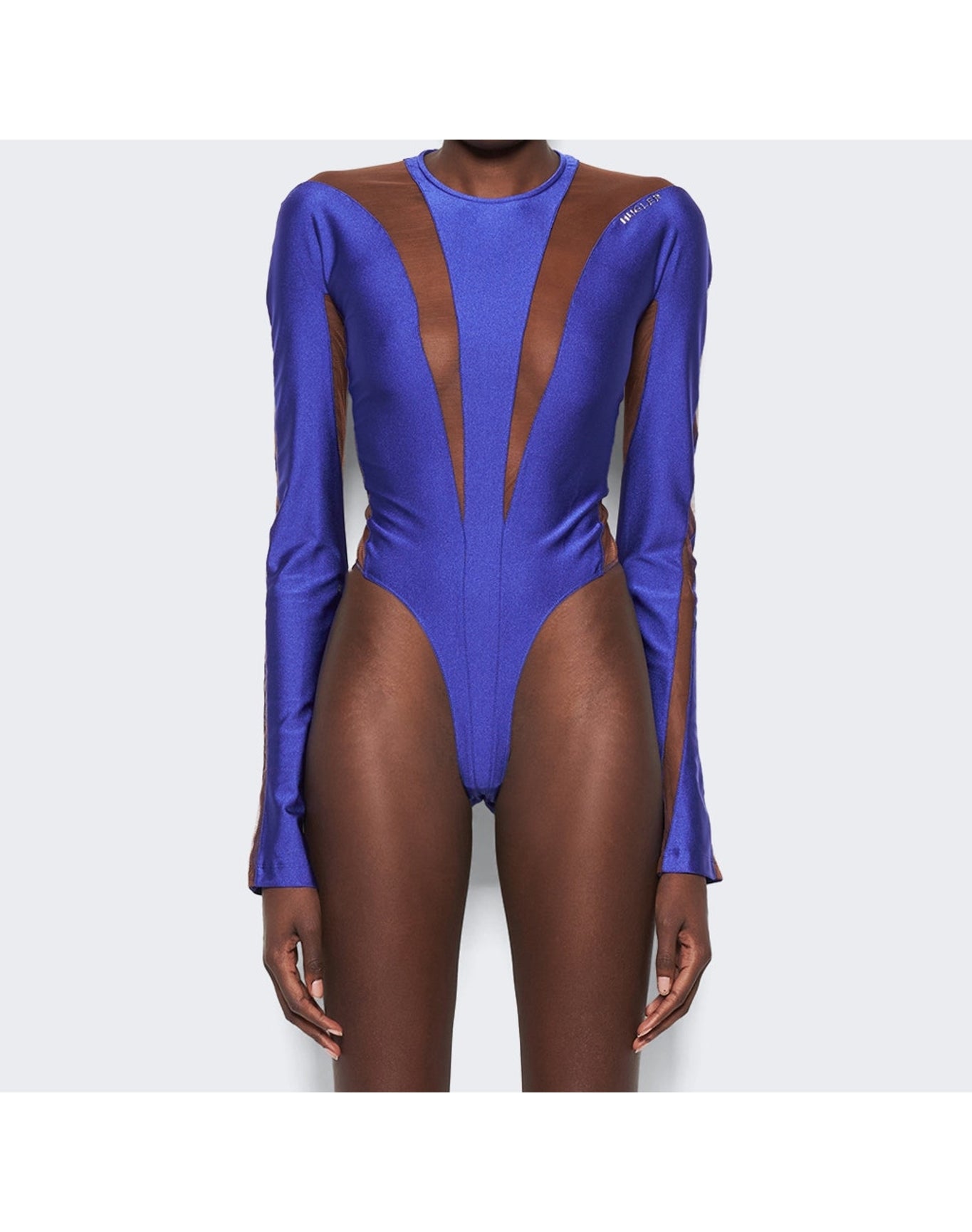 Mugler | Women | Sheer Panel Bodysuit | Ultraviolet x Nude 02