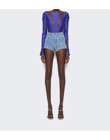 Mugler | Women | Sheer Panel Bodysuit | Ultraviolet x Nude 02