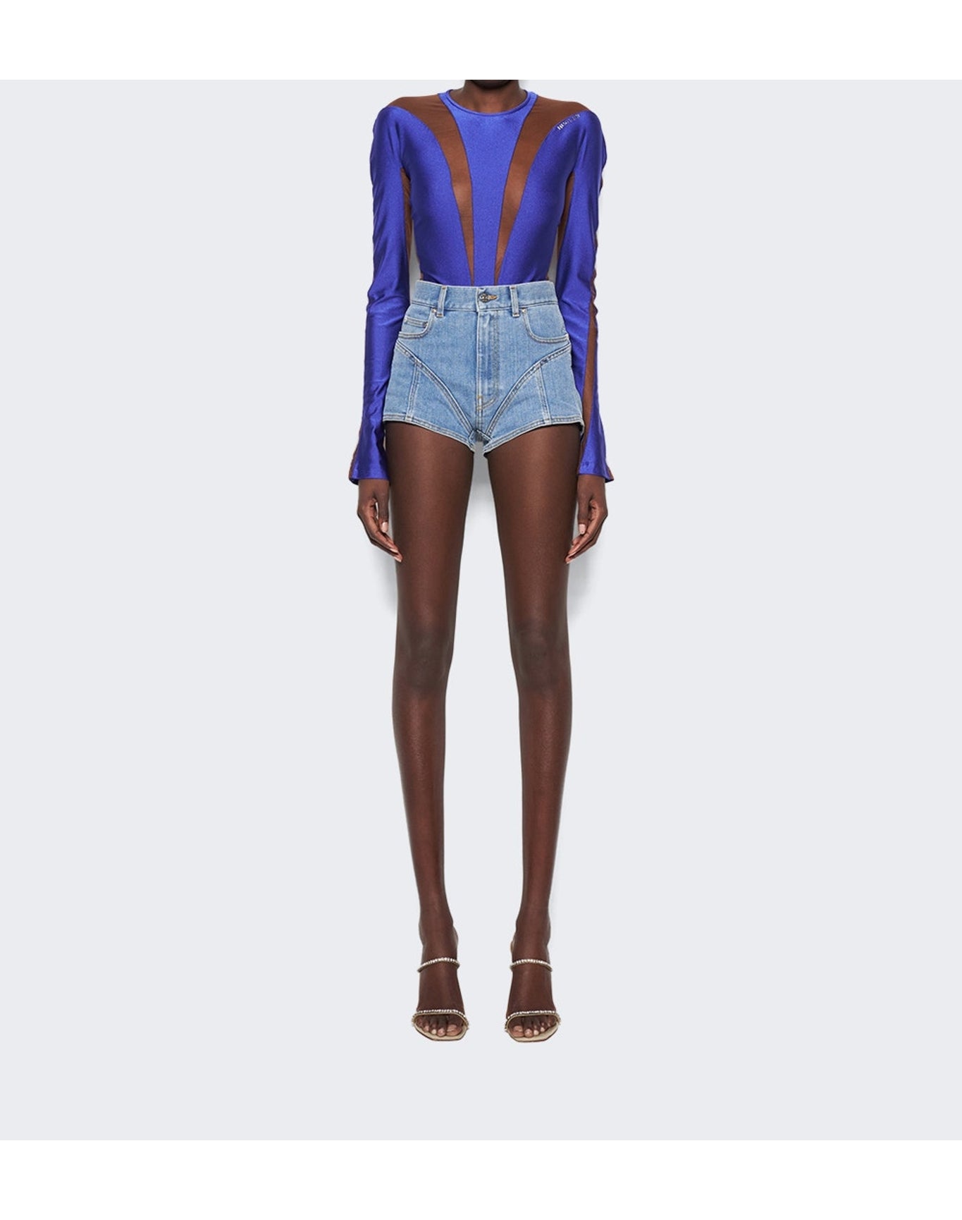 Mugler | Women | Sheer Panel Bodysuit | Ultraviolet x Nude 02