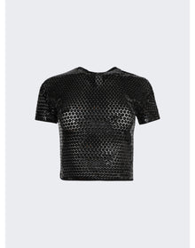 Mugler | Women | Shiny Sequin Crop Top | Black