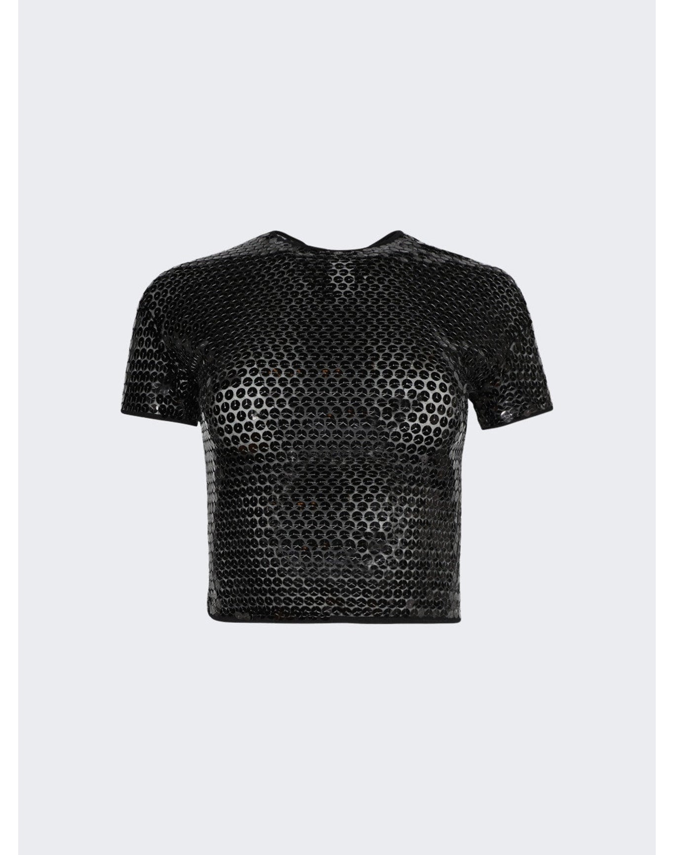Mugler | Women | Shiny Sequin Crop Top | Black
