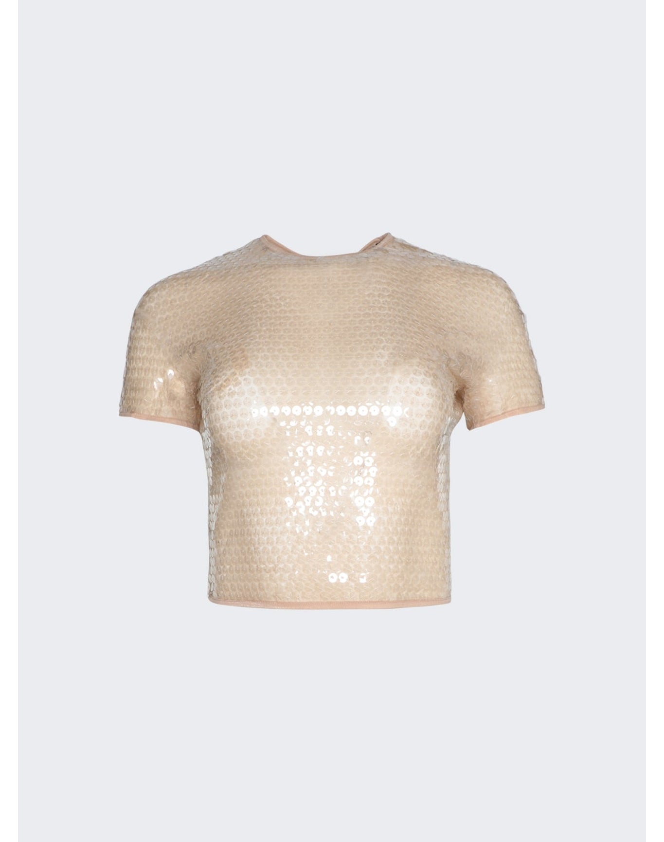 Mugler | Women | Shiny Sequin Crop Top | Tan
