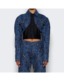 Mugler | Women | Snake Print Jacket | Medium Blue