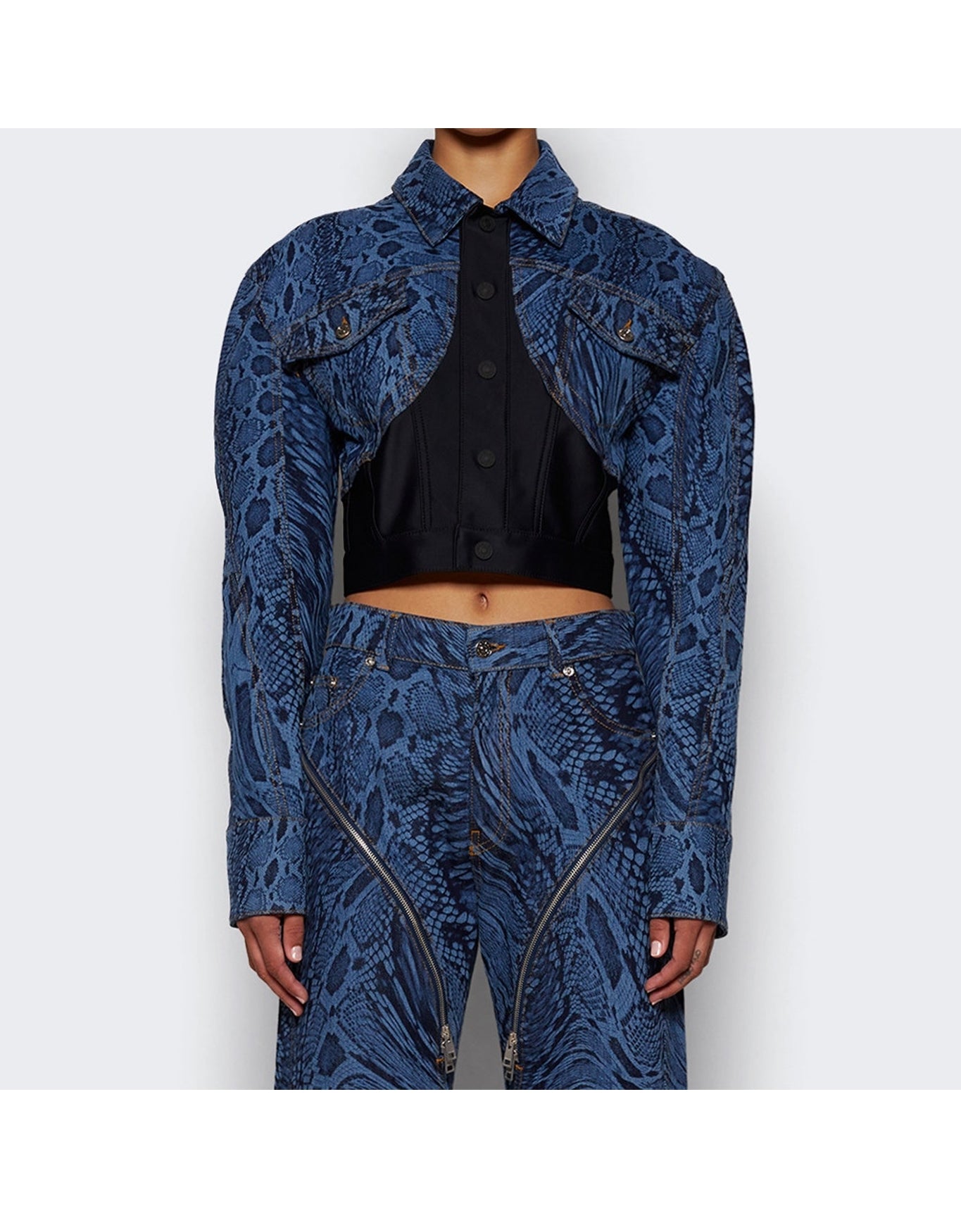Mugler | Women | Snake Print Jacket | Medium Blue