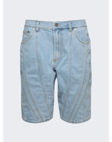 Mugler | Women | Spiral Baggy Denim Shorts | Light Blue