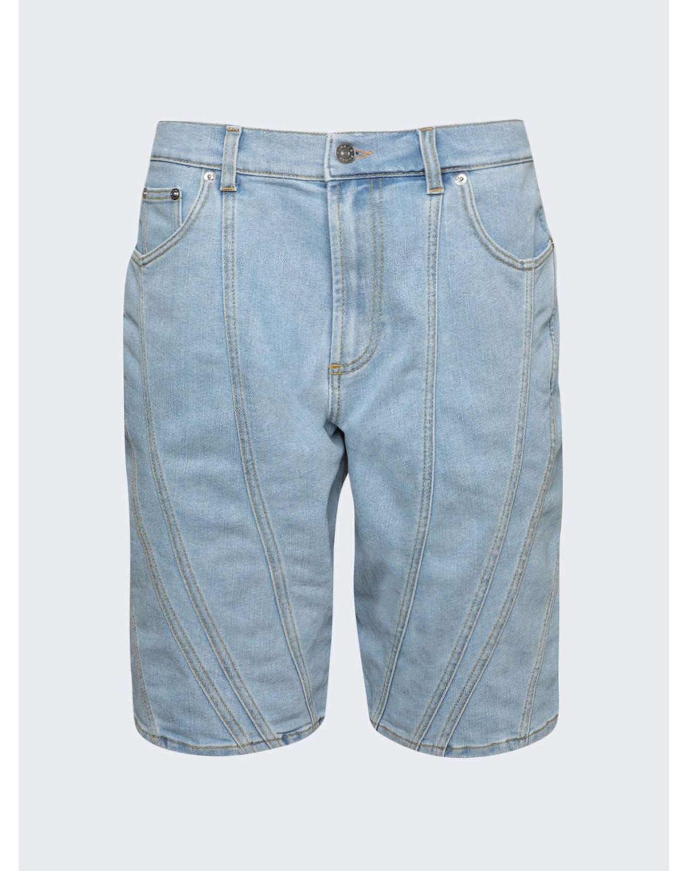 Mugler | Women | Spiral Baggy Denim Shorts | Light Blue