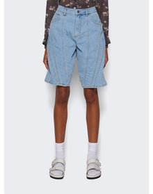 Mugler | Women | Spiral Baggy Denim Shorts | Light Blue