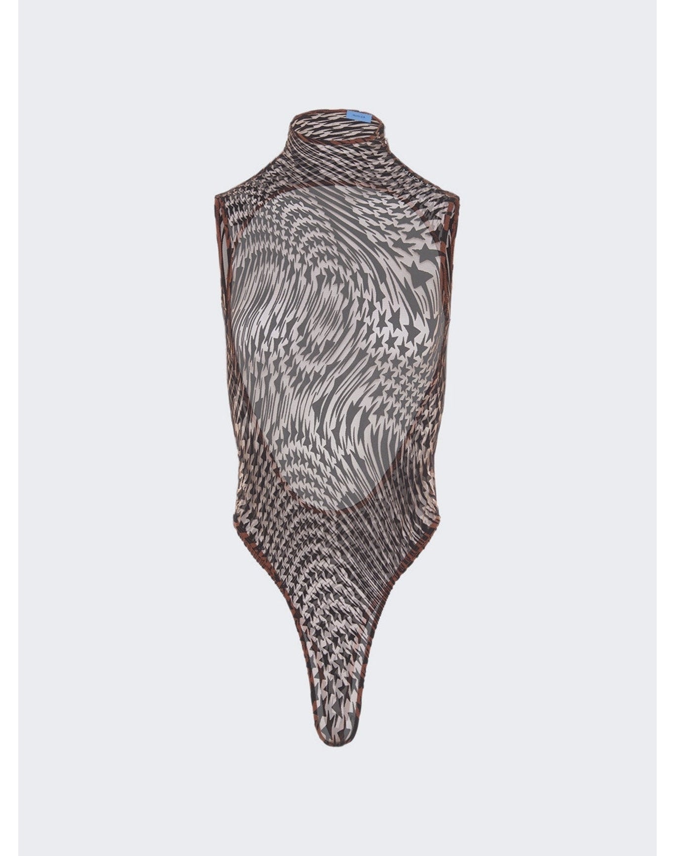 Mugler | Women | Star Print Bodysuit | Nude 02 x Graphite