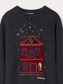 Girl | Anumati Christmas Patterned Sweater | Heathered Gray