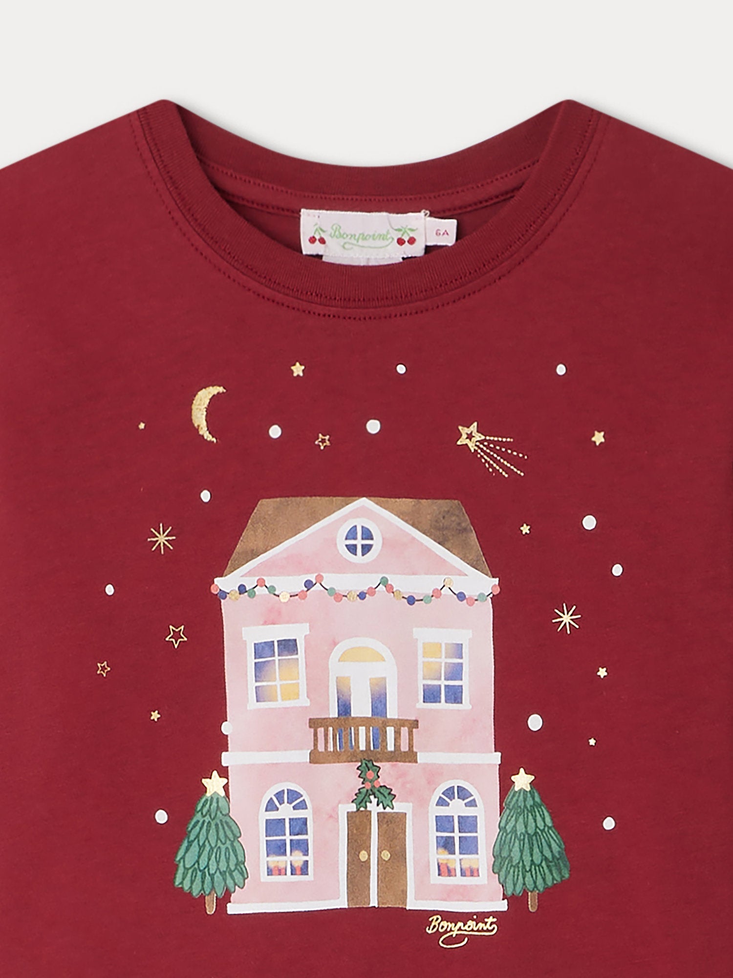Girl | Theia Christmas Pattern T Shirt | Burgundy