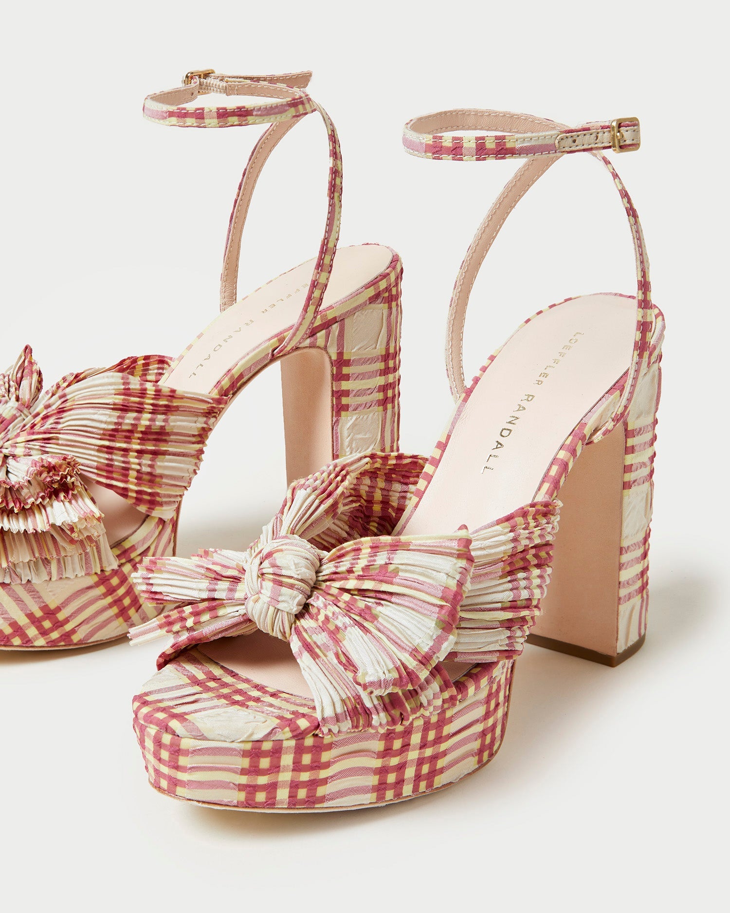 Natalia Platform Bow Heel | Cranberry Plaid