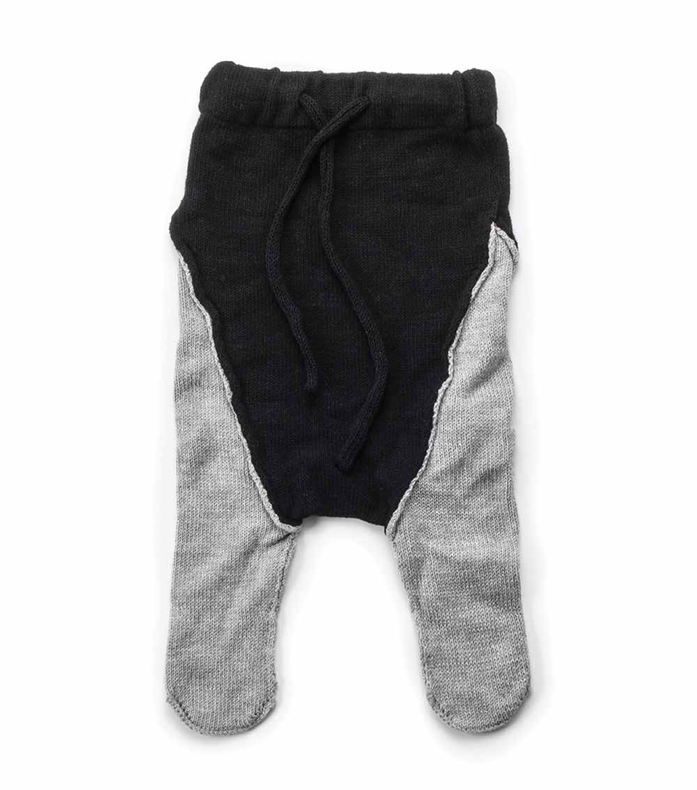 Newborn | Knit Footed Baggys | Black x Grey