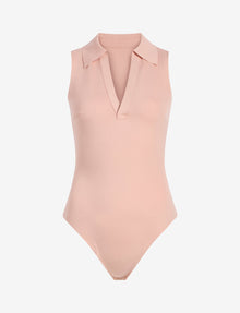 Neoprene Sleeveless V-Neck Polo Bodysuit::Desert Rose::Main