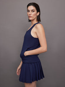 Norma Kamali | Racer Tailored Terry Tank Top | True Navy