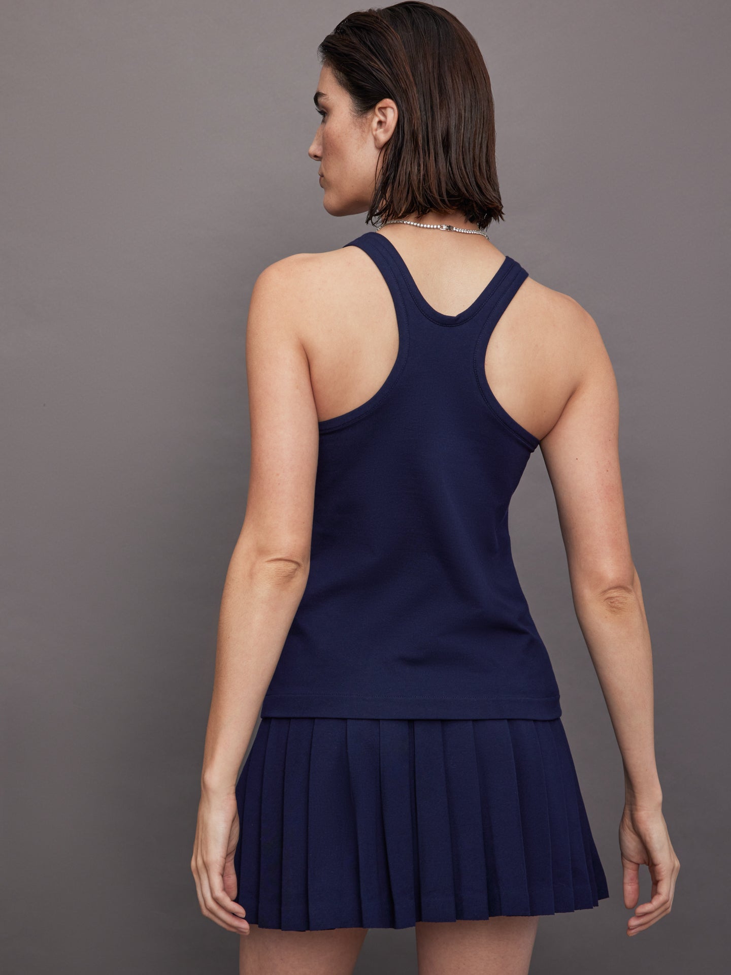 Norma Kamali | Racer Tailored Terry Tank Top | True Navy