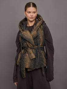 Norma Kamali | Hooded Sleeveless Sleeping Bag Vest | Python