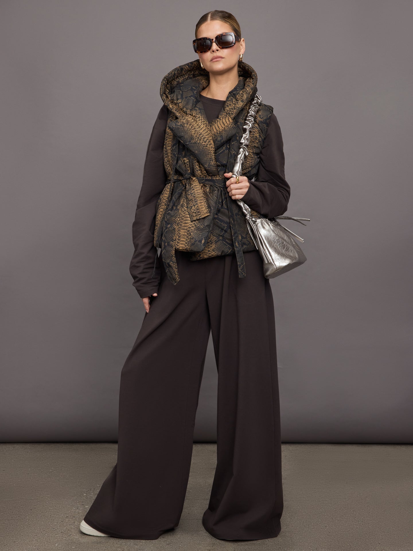 Norma Kamali | Hooded Sleeveless Sleeping Bag Vest | Python