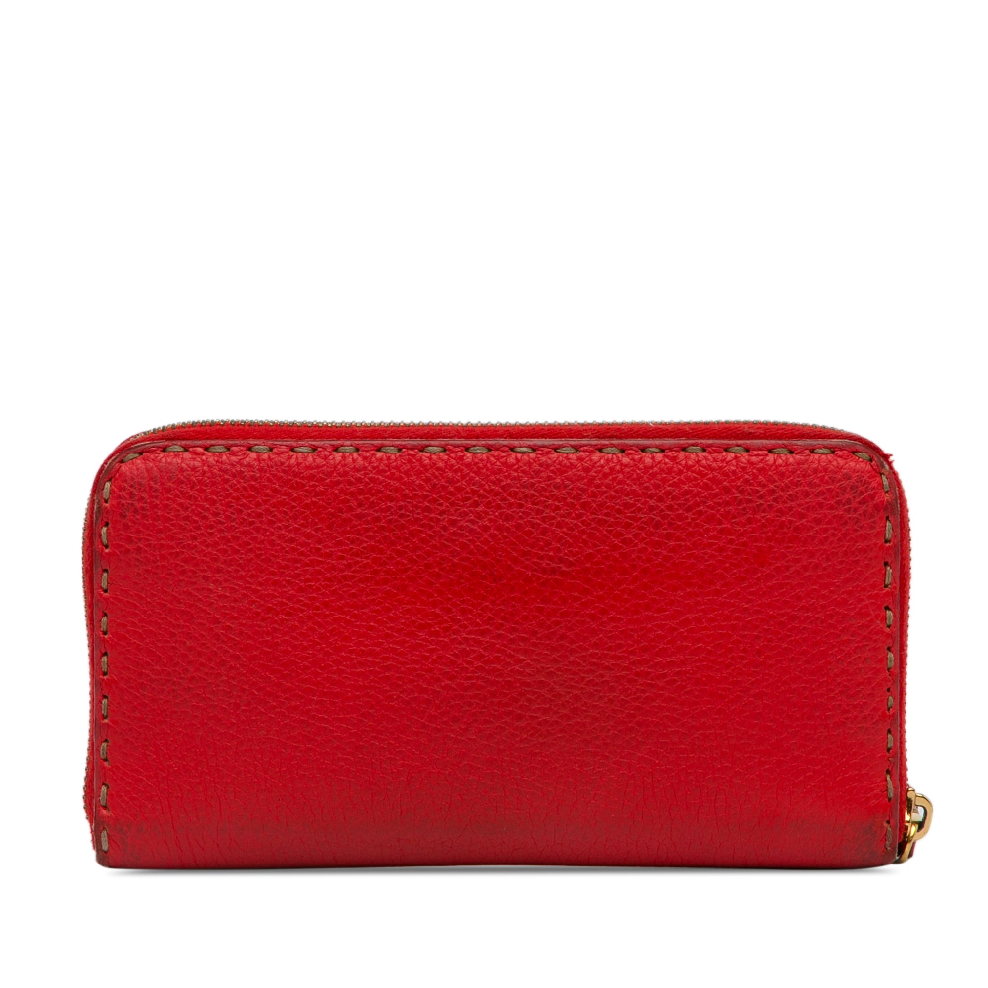 Fendi | Pre-Owned Leather Selleria Zip Around Long Wallet | Red