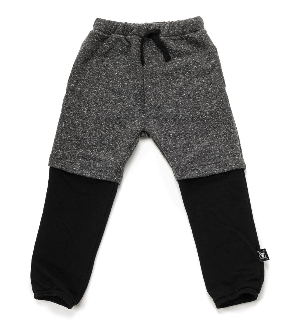 Kid | Double Sweatpants | Charcoal Grey x Black