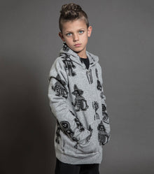 Kid | Tribal Dancers Zip Hoodie | Heather Grey