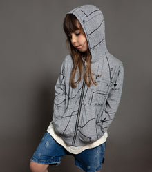 Kid | Sewing Pattern Light Zip Hoodie | Heather Grey