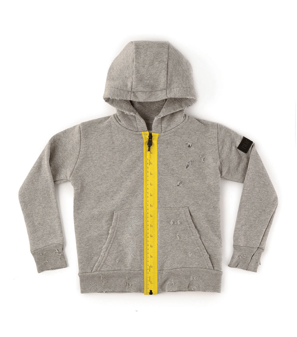 Kid | Measuring Band Warm Zip Hoodie | Heather Grey