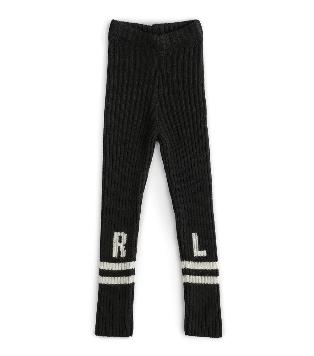 Kid | Low Stripe Knit Leggings | Black