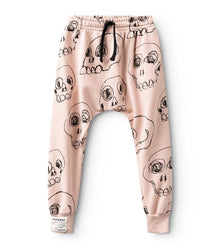 Kid | Scribbled Skulls Baggy Pants | Powder Pink