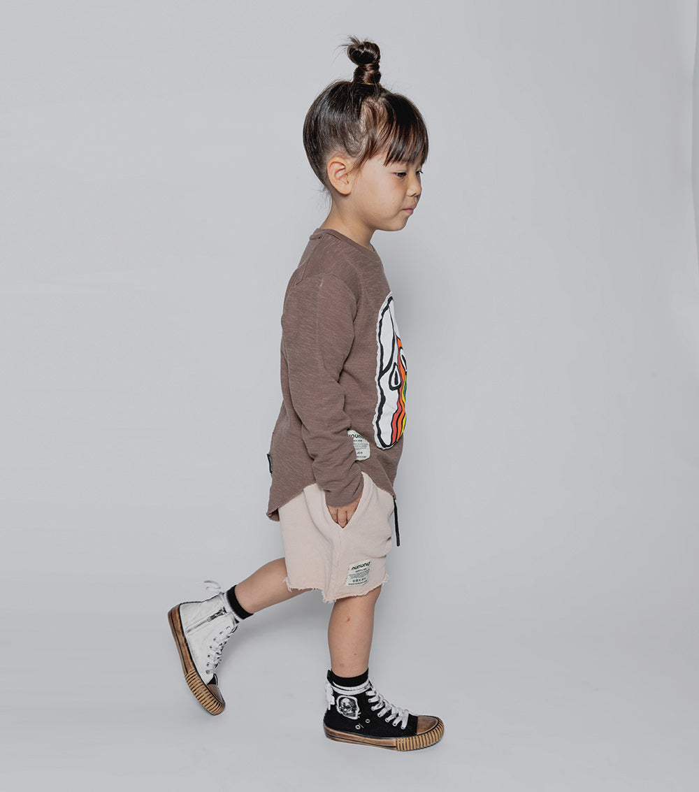 Kid | Rainbow Dude Patch Shirt | Earth Brown